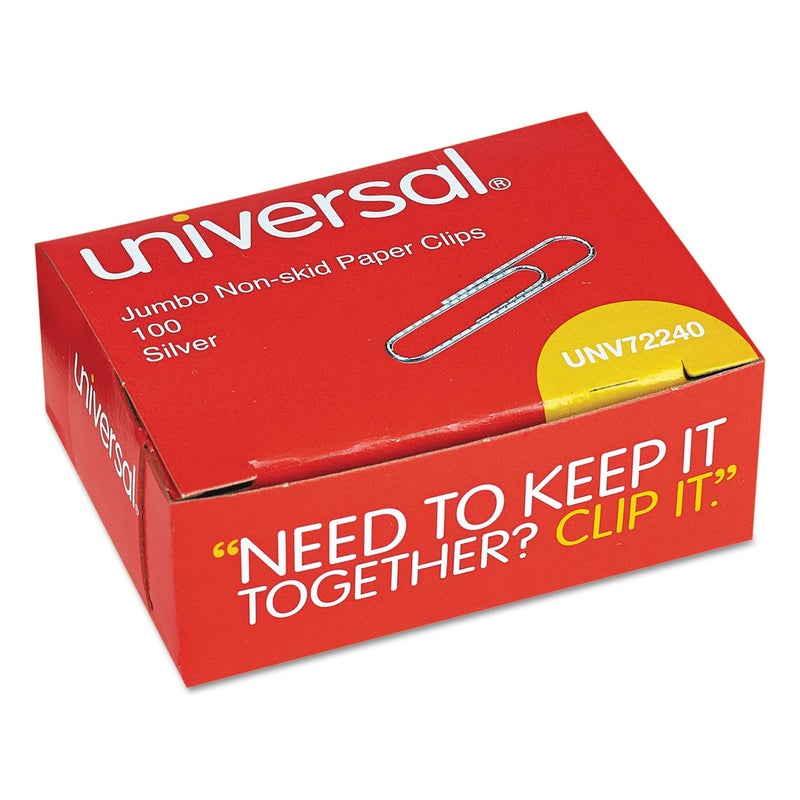 Universal 72240 Nonskid Paper Clips, Wire, Jumbo, Silver, 1000/Pack - Image 3